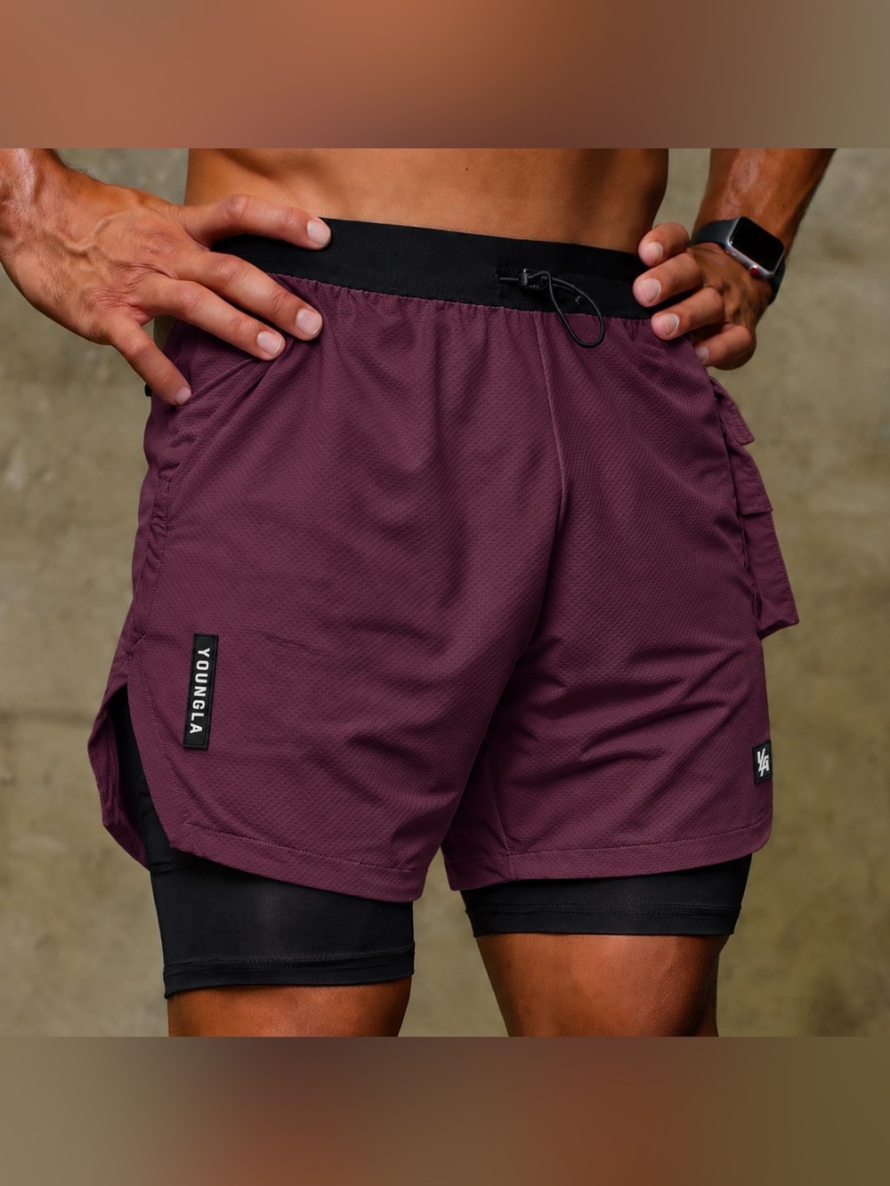 YoungLA Athletic Training Shorts | Plum Red